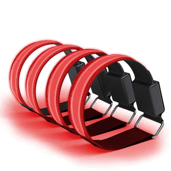 4 stk. reflekterende USB-lysende armbånd for løping og utendørssport