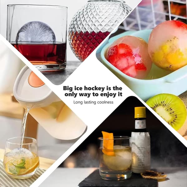 4-pack runda isbitsformar med lock, för kylning av juice, cocktails, whisky (vit, blå)