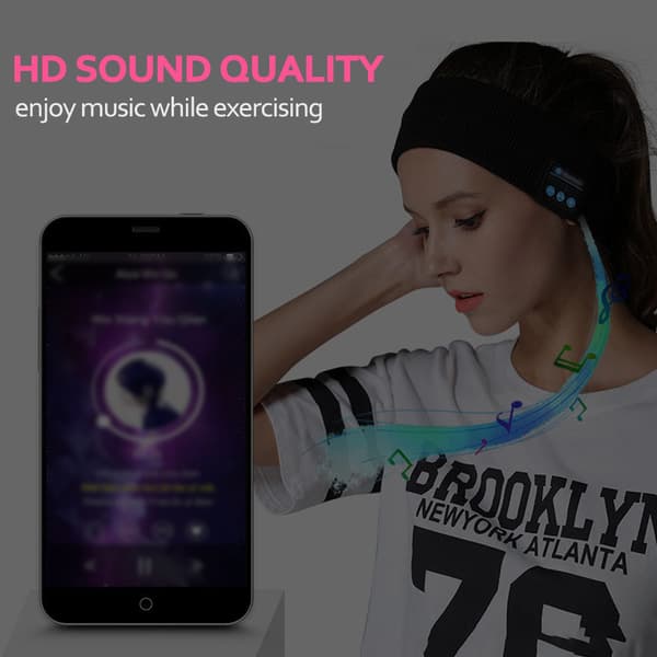Strikket Bluetooth musikkstropp med avtakbare høyttalere for søvn og trening