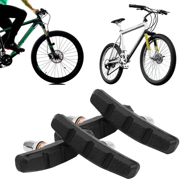 2 par V-formade bromsgrepp för mountainbikes, landsvägscyklar, fixed gear, svart, tyst gummi