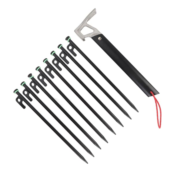 30 cm campingpinnar med 4 mm rep, hammare och väska - Mångsidig stabilitet för tält och markiser