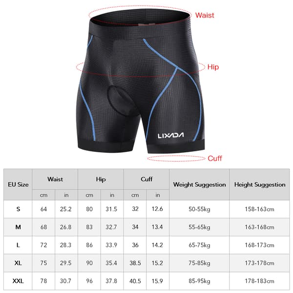 Cykelshorts til mænd med 3D-polstring, åndbare skridsikre kraver