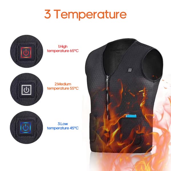 Elvest, USB genopladelig, smart, vaskbar, unisex, sort, størrelse L