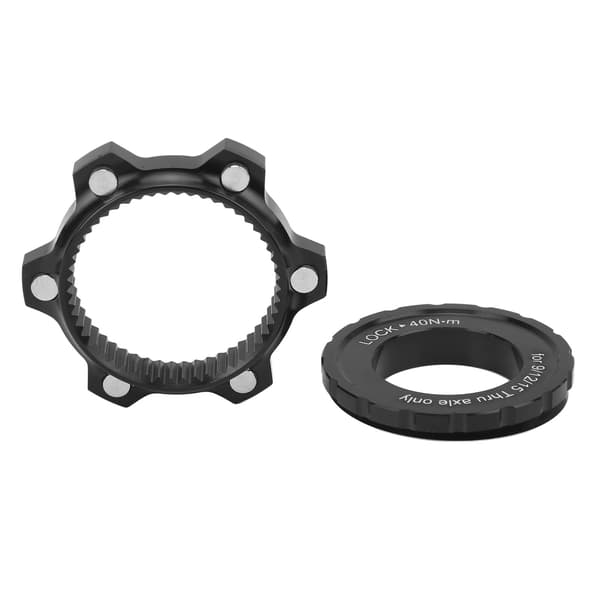 Center Lock Navadapter til 6-hullers skivebremser i aluminiumslegering med sort låsehætte