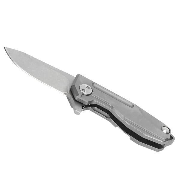 Mini foldekniv laget av titanlegering med D2-blad, nøkkelring og grå kjede