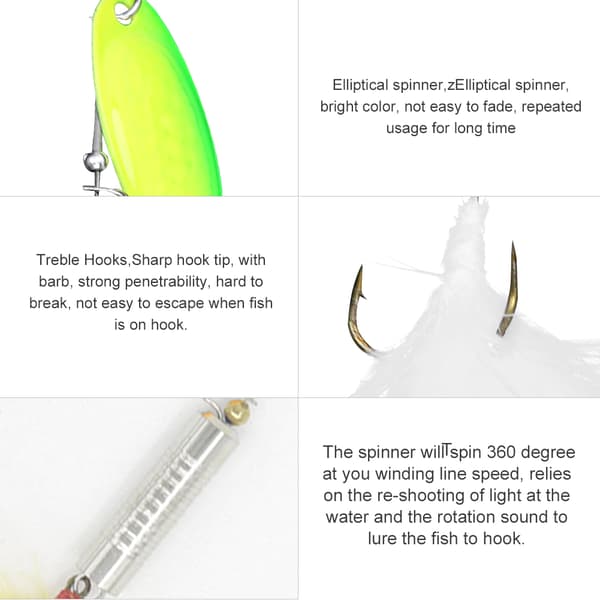 3 stk. fiskeblink med metaltrekrog til rovfisk