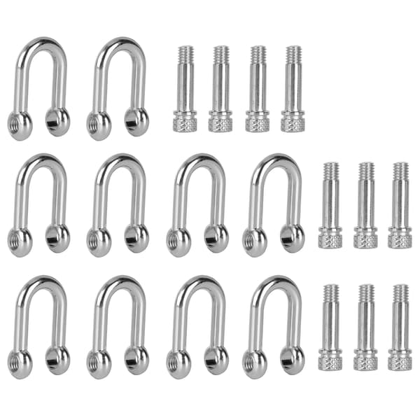 10 stk. U-krok D-ringlås i sinklegering for Paracord-armbånd, rundt hode