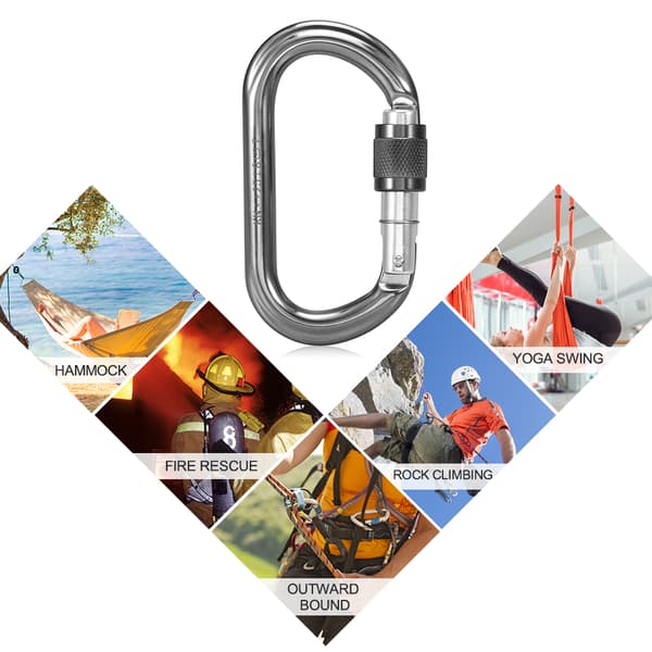 25KN karbinhake i aluminium för klättring, firning, canyoning och nät