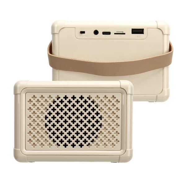 Bærbart multifunksjonelt mini søtt Bluetooth Karaoke høyttalersystem med mikrofon for hjemmefester utendørs, hvit elfenben