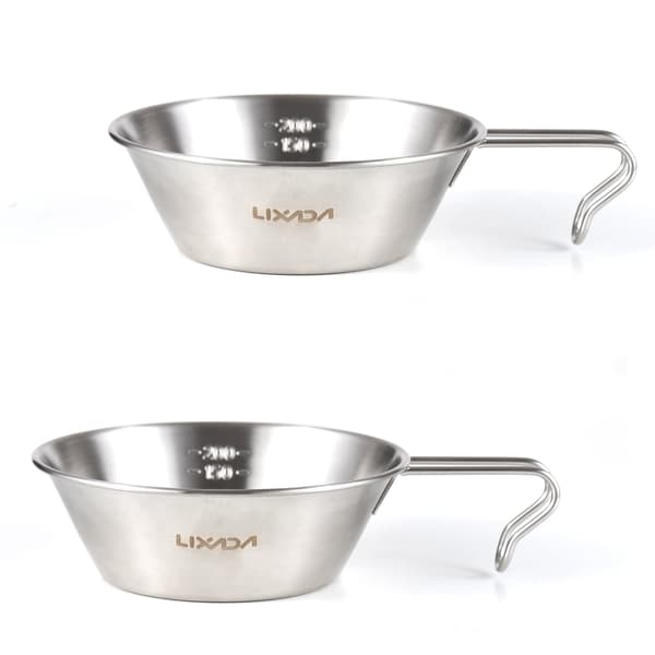 2 stk. Sierra Måleskål 200 ml Rustfrit Stål til Camping, Backpacking, Udendørs Brug