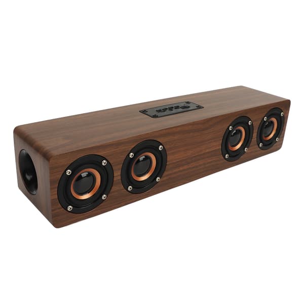 Bluetooth-högtalare med väckarklocka, trädesign, 4 högtalare, 4 uppspelningslägen, digital display, sovrum/sängbord