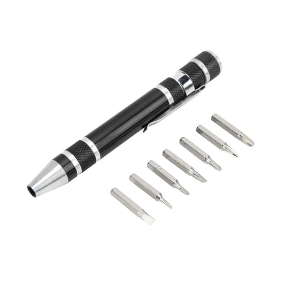 8-i-1 Lommeskruetrækker Mini Magnetisk Pen Multifunktionel til Tynde Skruer Sort