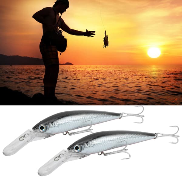 2 stk. simuleret plast Minnow dybtgående fiskelokkemiddel tilbehør #4