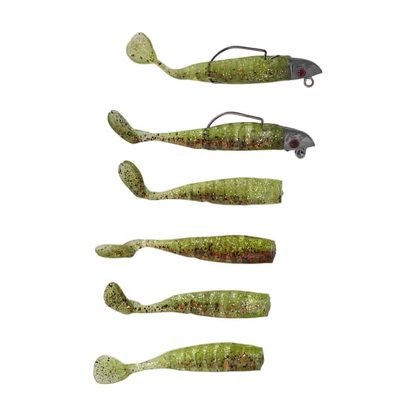 6 st Premium Silikonfiskedrag med 3D-ögon, verklighetstrogna mjuka simbeten, gul