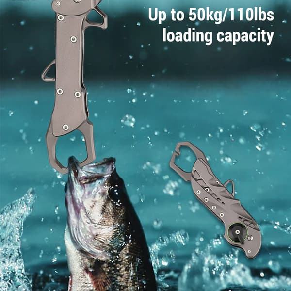 Vikbar fiskeläppsfot i aluminiumlegering, hopfällbar fiskkontroll med enhandsavtryckare