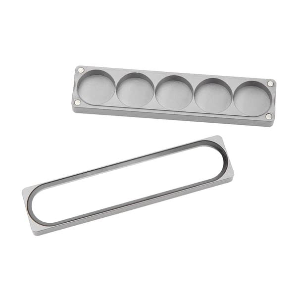 Opbevaringsboks til køspids i aluminiumslegering med magnetisk lukning, 5 huller