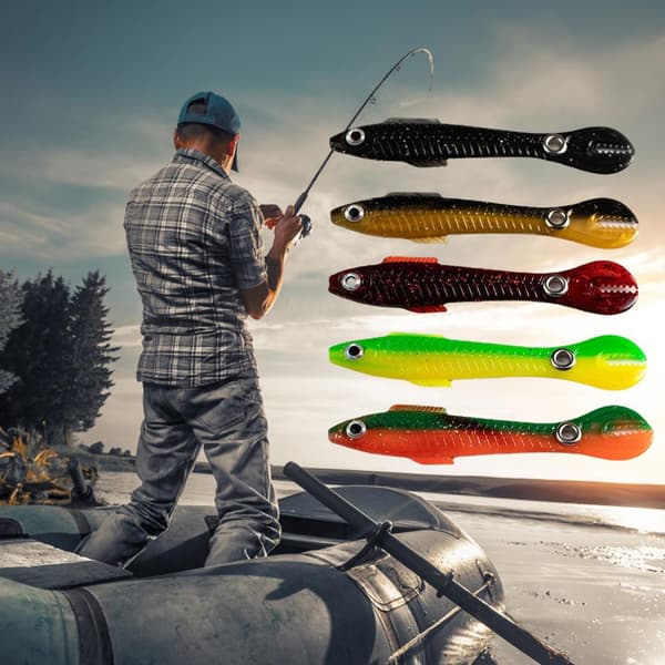 5 stk. bløde fiskelokker 10 cm 6g Biotic Loach svømmelokker til bas og ørred