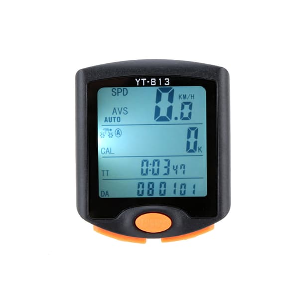 Trådløs cykelcomputer med kilometertæller, speedometer, stopur, termometer, natlys og regntæt
