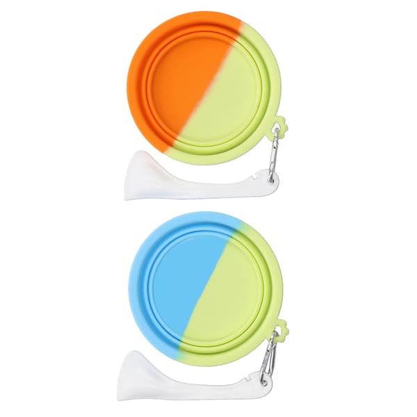 2-pack hopfällbara silikonmatskålar för husdjur, bärbara för resor, hund & katt, 380 ml