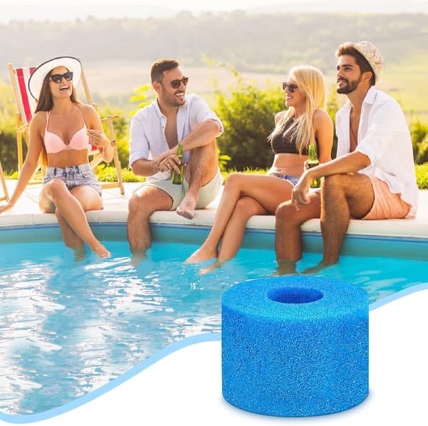 Sæt med 4 skumfiltre til spa, genanvendelige og vaskbare, til spa og swimmingpools, 10,8 x 7,3 cm