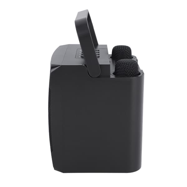 Bærbar Bluetooth Karaoke Maskine med 2 Trådløse Mikrofoner og RGB Lys til Hjemmefester - Sort