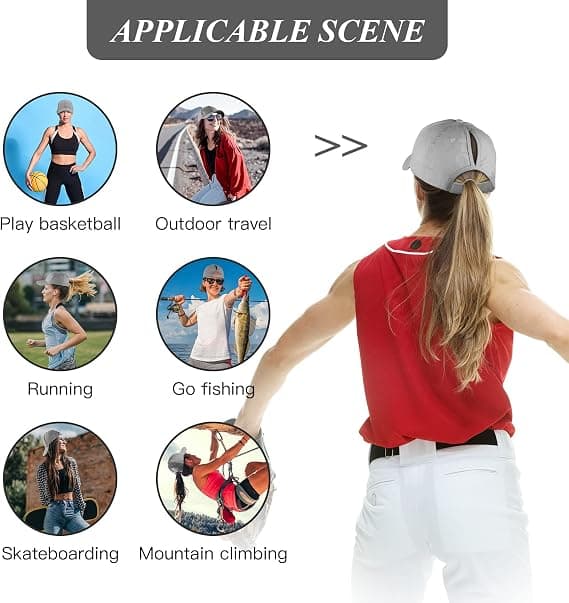Hestehale Baseball Cap, åndbar bomuld, justerbar, letvægt, solbeskyttelse, grå