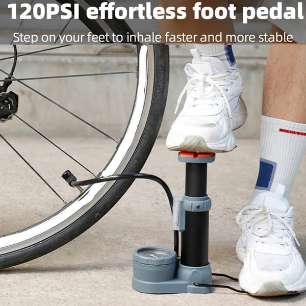 120PSI højtryks cykelluftpumpe med manometer, Presta-Schrader justering, til MTB, bil, motorcykel og bolde.