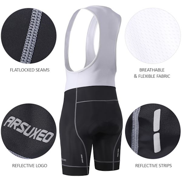 Cykelshorts til mænd med seler, åndbare, hurtigtørrende med 3D-polstring