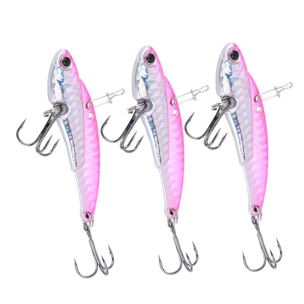 3 STK Kunstig Metall Fiskesluk Synkende Vibrasjon Hardt Agn Rosa
