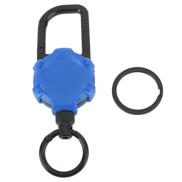 Magnetisk uttrekkbar nøkkelholder, rustfritt stål, borrelås, 70 cm, blå