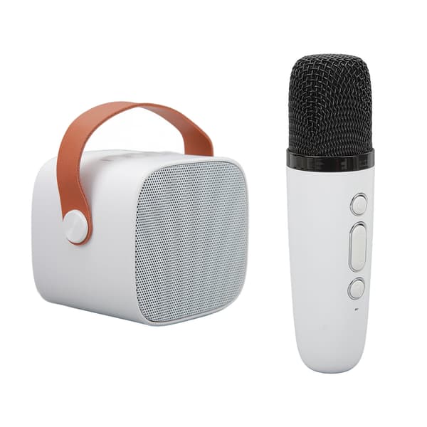 Bærbar Bluetooth-højttaler Mini Karaokemaskine med Mikrofon, Klar Lyd, Hvid