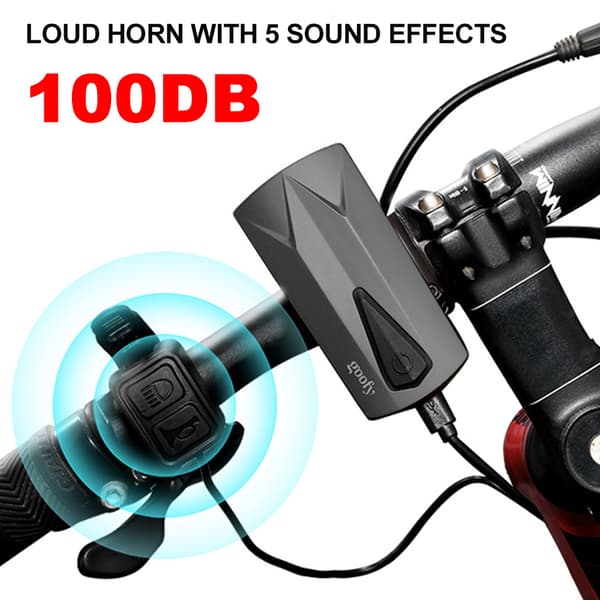 Sykkellykt med oppladbar USB LED-horn, frontlykt for nattsykling