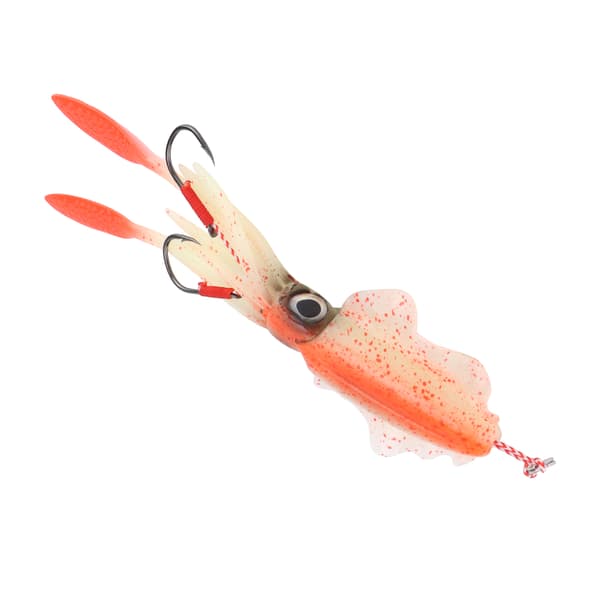 Bläckfiskfiskedrag i silikon, mjukt, självlysande, bläckfiskimitation, orange, 86g