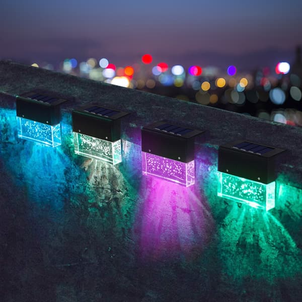 2 stk/sæt udendørs solcellelampe med varmt hvidt og RGB-lys til have, terrasse, trapper
