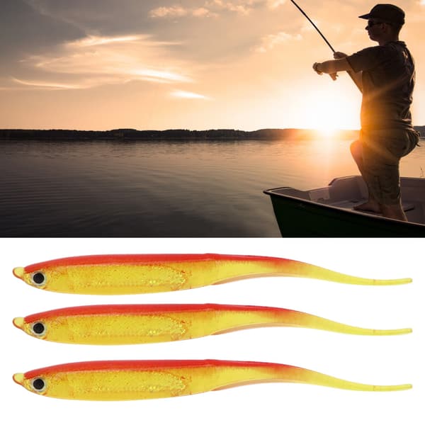 5 st mjuka fiskedrag i silikon, simulerad fisk, för sötvatten, rödorange