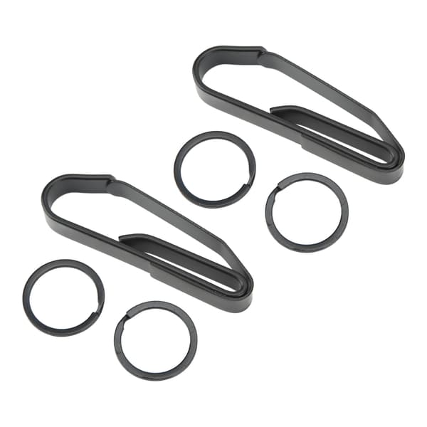 2 stk. bilnøgleholder med clips i rustfrit stål til udendørs brug med ringe