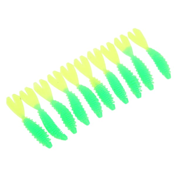 10 mjuka fiskedrag med tvåsvansad design, levande simulerade spiralränder, silikon