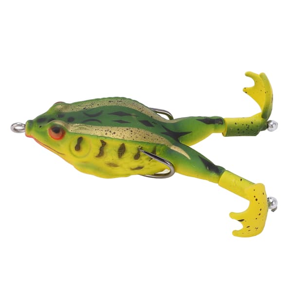 Thunder Frog Konstgjort Grodbete, Mjuk Silikon, med Dubbla Propellerfötter, Guldgrön
