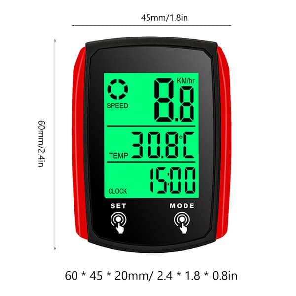 Kablet touchscreen cykelcomputer med speedometer og kilometertæller, IPX6-beskyttelse og baggrundsbelysning til mountainbikes