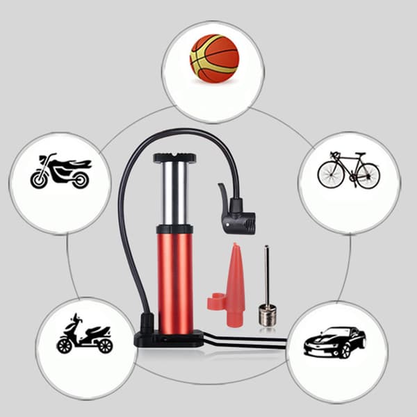 Bärbar Mini Högtrycks Cykelfotpump Däckpump - Röd