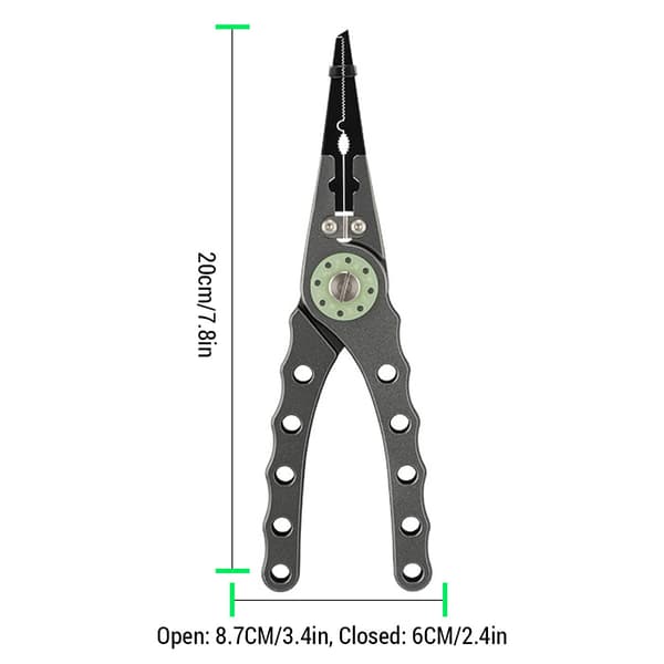 Multifunktionel aluminiumsfisketang, krogfjerner, ringåbner, saltvandsbestandig, 20 cm