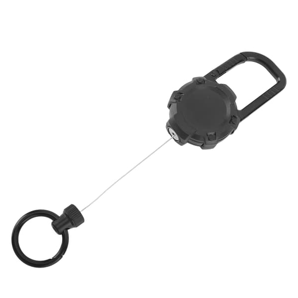 Magnetisk udtrækkelig nøglering med rustfri ståltråd, sort riffelkrog