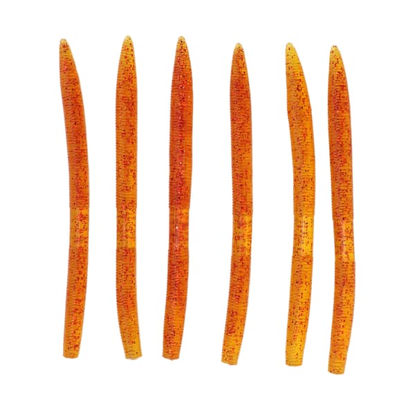 6 stk. kunstig nudelorm PVC maggot agn, bitebestandig, reflekterende blad