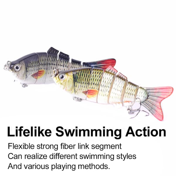 Fiskedrag för basöring, 6 segment, hård kropp med trekrokar, swimbait