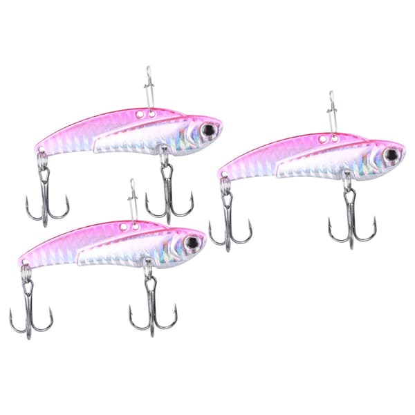 3 STK Kunstig Metall Fiskesluk Synkende Vibrasjon Hardt Agn Rosa