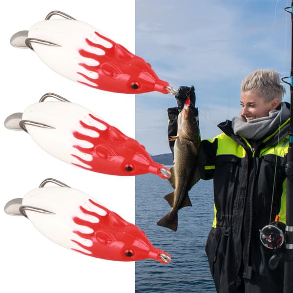 3 stk. myk kunstig agn, simulert slangehode med sluk for fiskeutstyr 2#