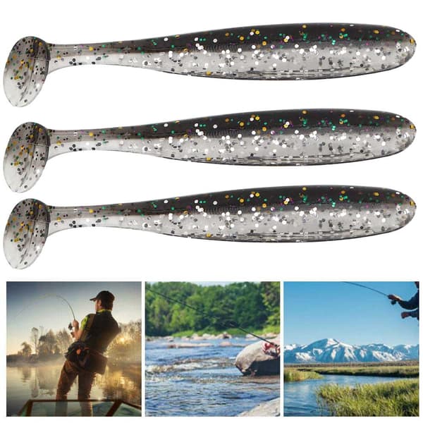 20 STK bløde fiskelokker af plast 7,5 cm T-hale orm til fiskeri (sort)