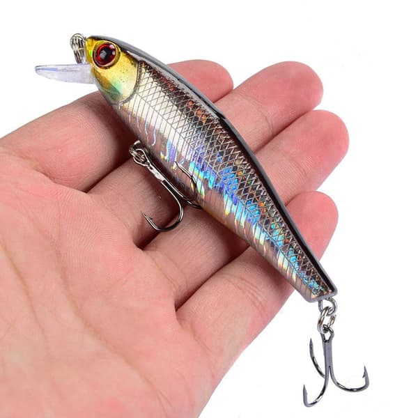3 stycken hårda beten 3D Crank Sinking Baits med trekrokar 8,5 cm 9,2 g