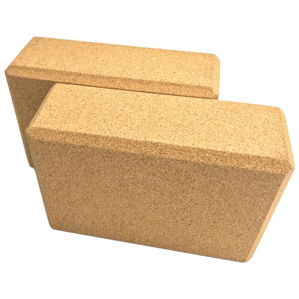 Korkyogablock med justerbart stretchbälte, 2-pack, träkorkblock