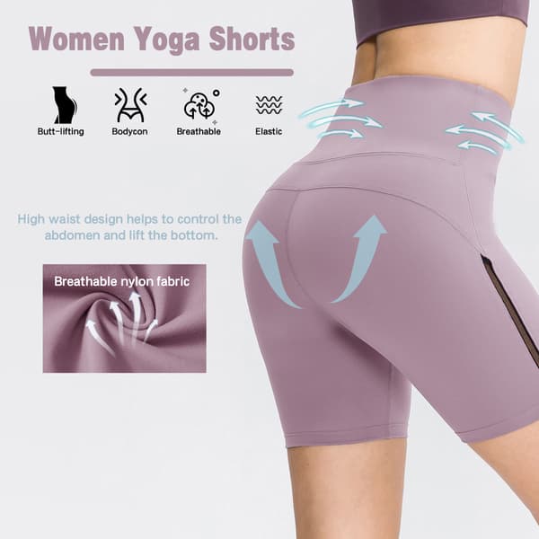 Sømløse yogashorts med høyt liv for kvinner til trening, workout og løping